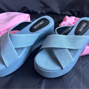 Stylish Blue Platform Sandals by
